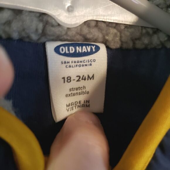 OLD NAVY SHERPA VEST NAVY GRAY MUSTARD SIZE 18-24M - Picture 3 of 5